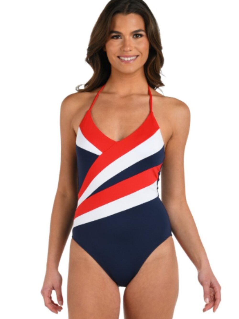 La Blanca Americana Halter Strap Back One Piece Swimsuit Size 10 12348